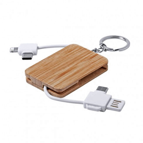 Cable Conector Multicargador Llavero Bamboo